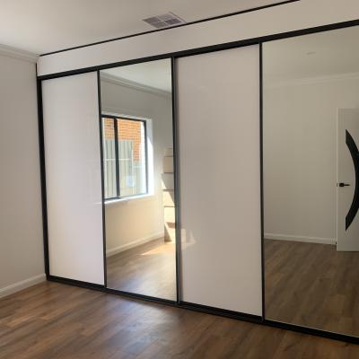 Mirrored and Super white glass robe with fascia 